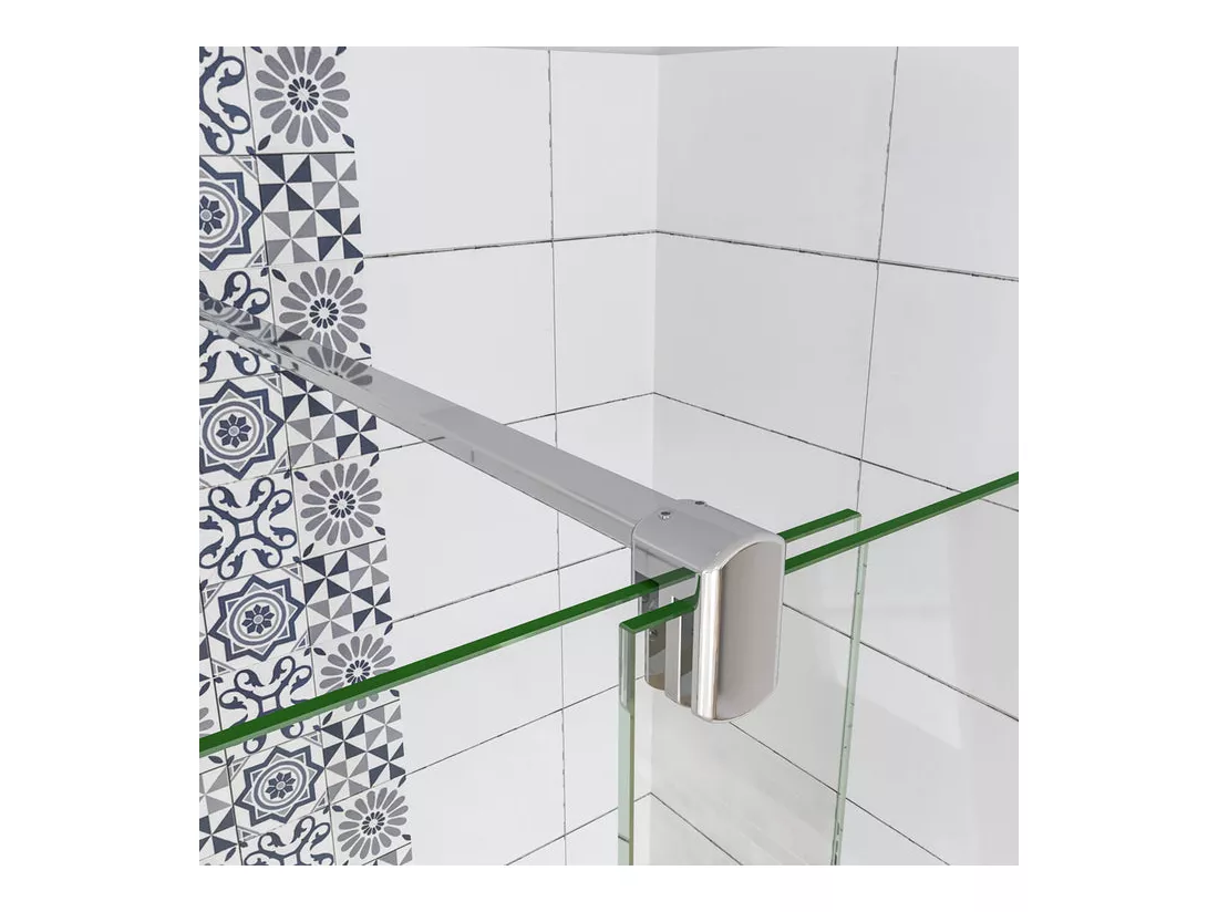Porte de douche coulissante 140x190cm verre 8mm anticalcaire porte de douche Hauteur 190cm avec barre de maintien