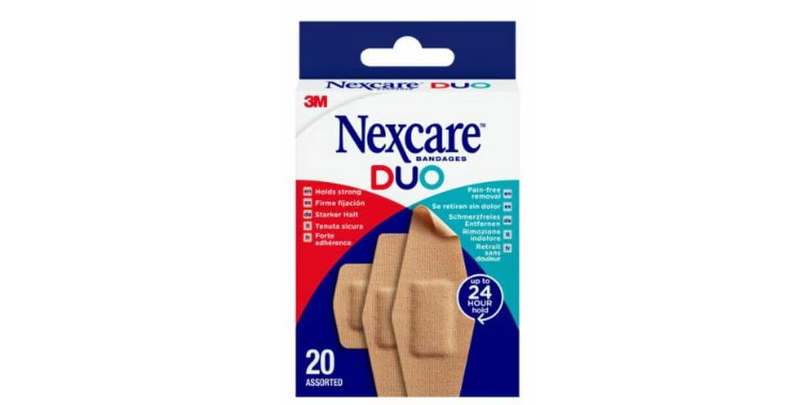 3M Nexcare Duo Pflaster, 3 Grössen gemischt 20 Stück Hypoallergenes Silikonpflaster