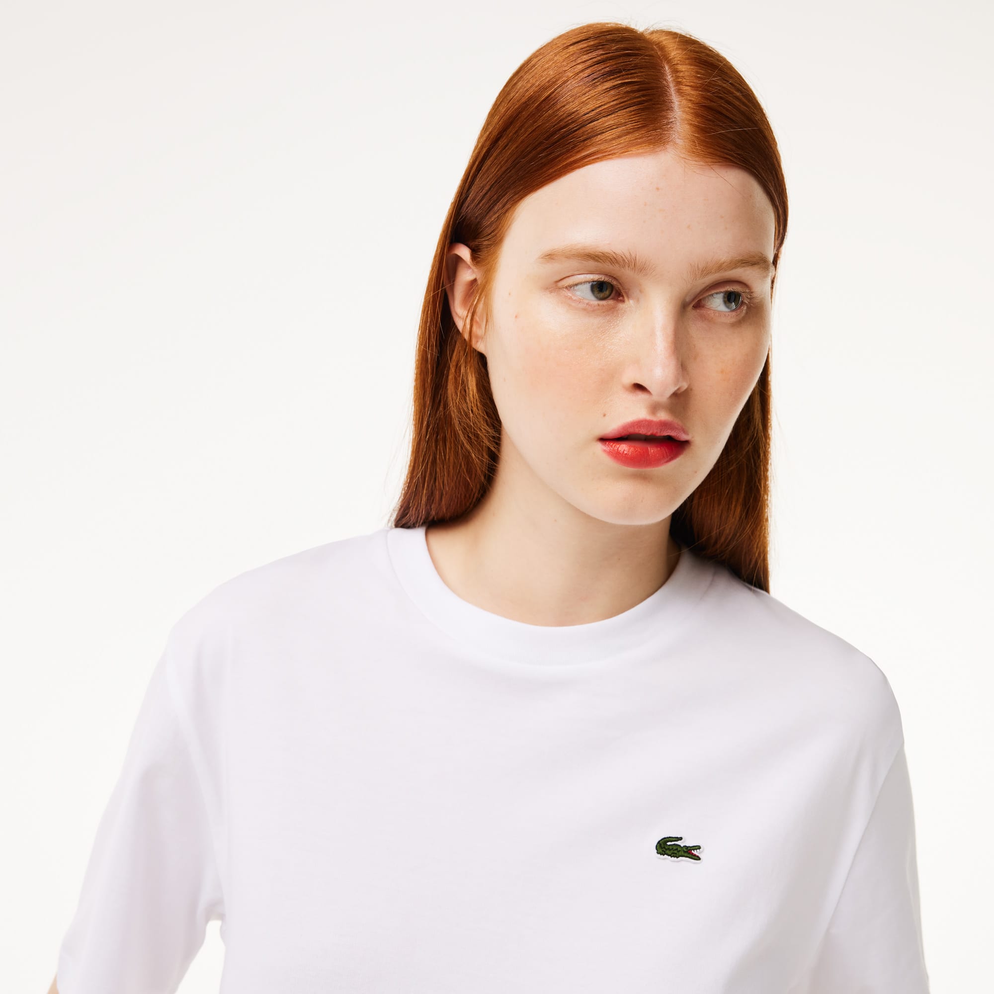 T-shirt relaxed fit en jersey de coton pima léger T-Shirts - Blanc - Lacoste - Femme