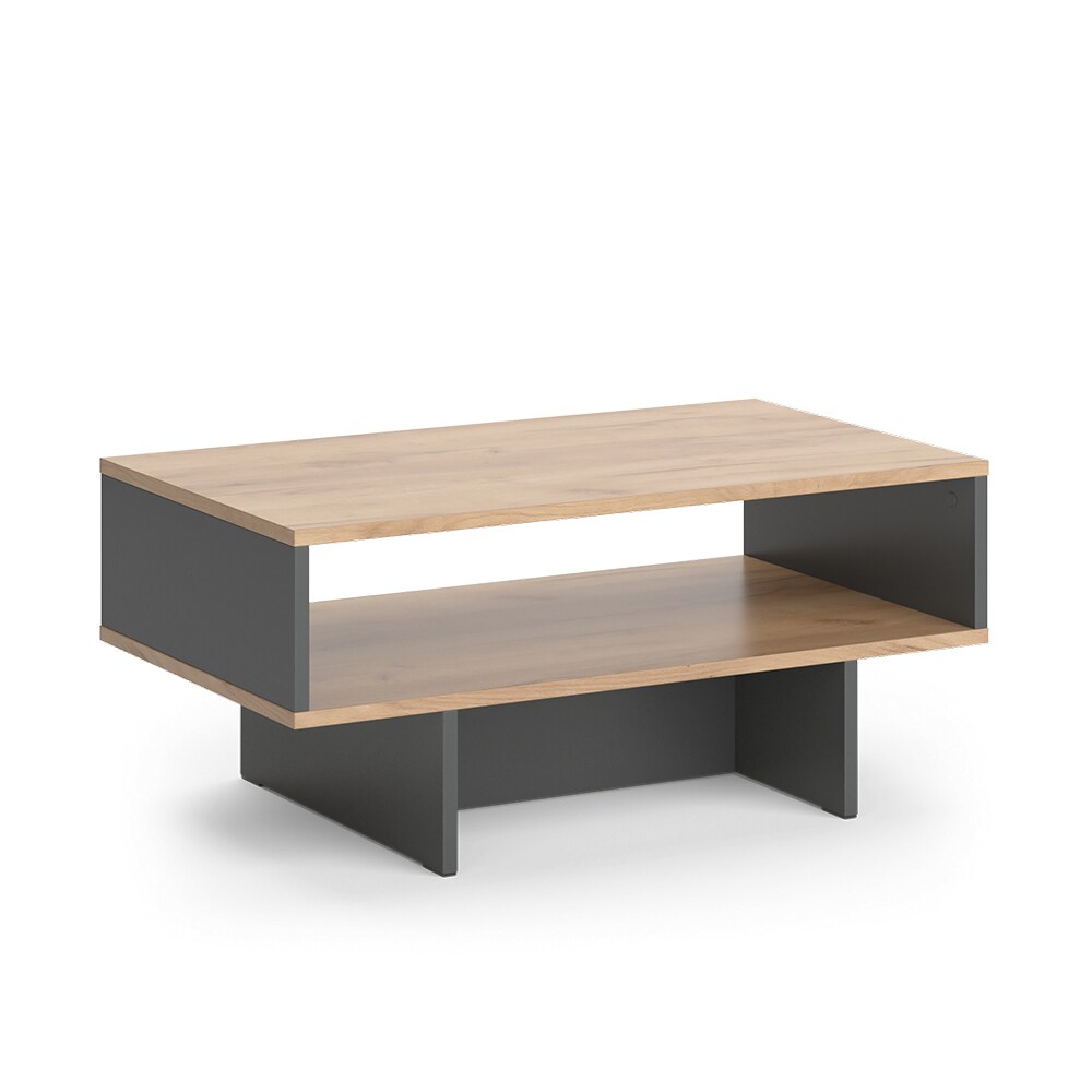 Vicco Couchtisch Josef Anthrazit Eiche 80 x 35 cm Wohnzimmertisch mit Regal modern