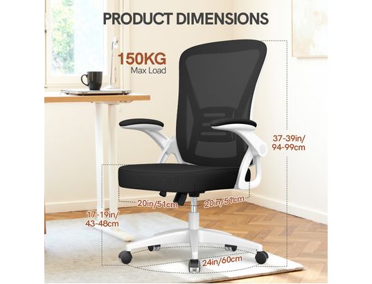 RATTANTREE - Fauteuil de bureau Chaise de bureau réglable en hauteur blanche