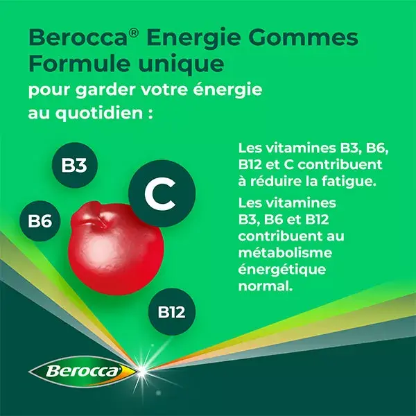 Berocca® Energie 120 gummies Multivitamines Complément Alimentaire Goût Cerise