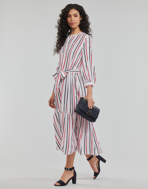 Tommy Hilfiger - VISCOSE MIDI SHIRT DRESS 3/4 SLV - Blanc / Bleu / Rouge