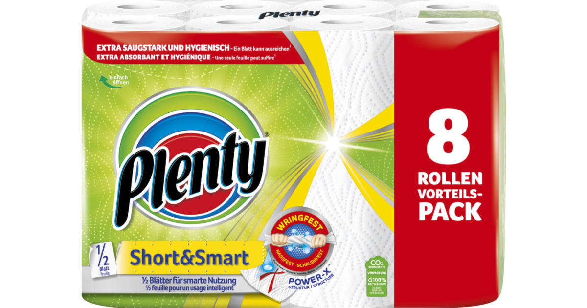 PLENTY Short & Smart Küchenrolle 8er-Packung