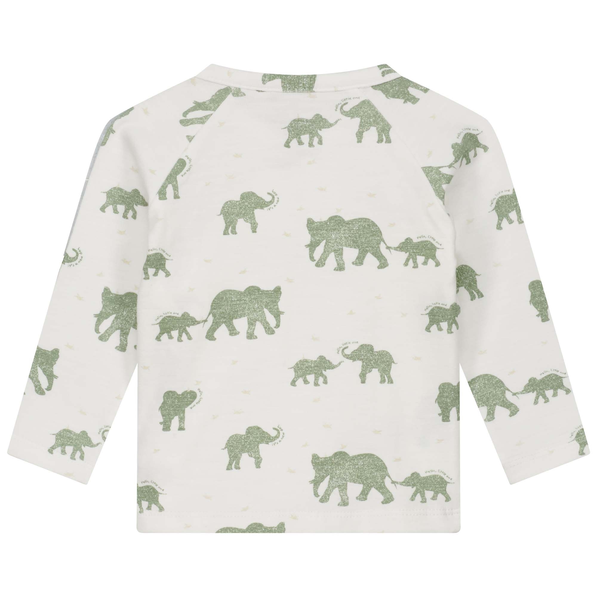 Prénatal newborn overslagshirt lange mouwen dierenprint groen