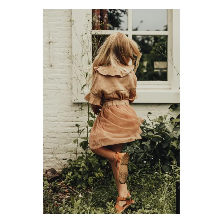 Baje Studio Blouse Berra Lin Volants  | Rose pêche