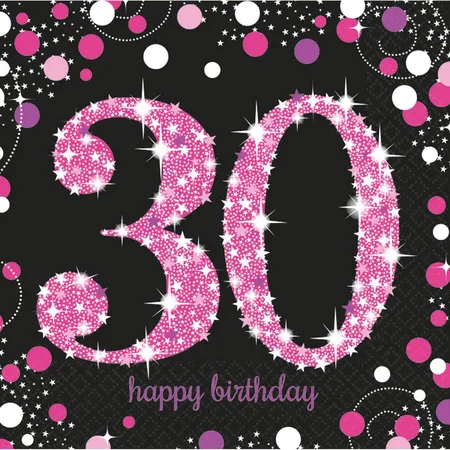 amscan Servietten 30 Sparkling Celebration Pink 16 Stück