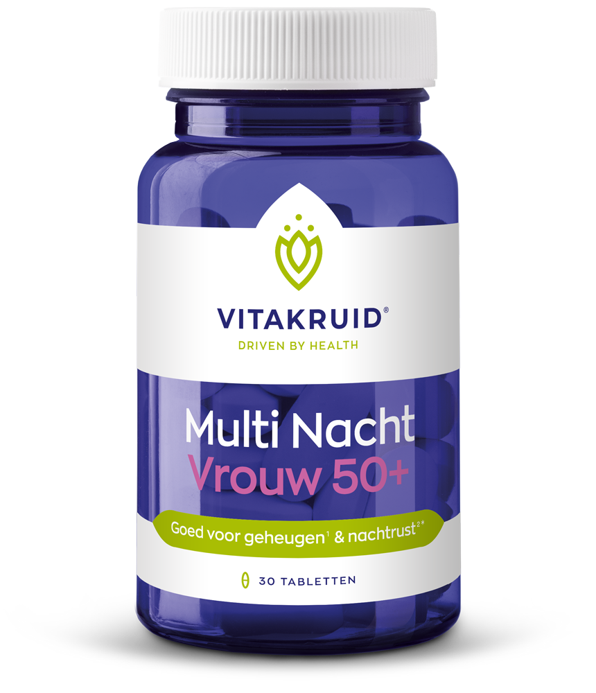 Vitakruid Multi Nacht Vrouw 50+ 100% Vegan (30 tabletten)