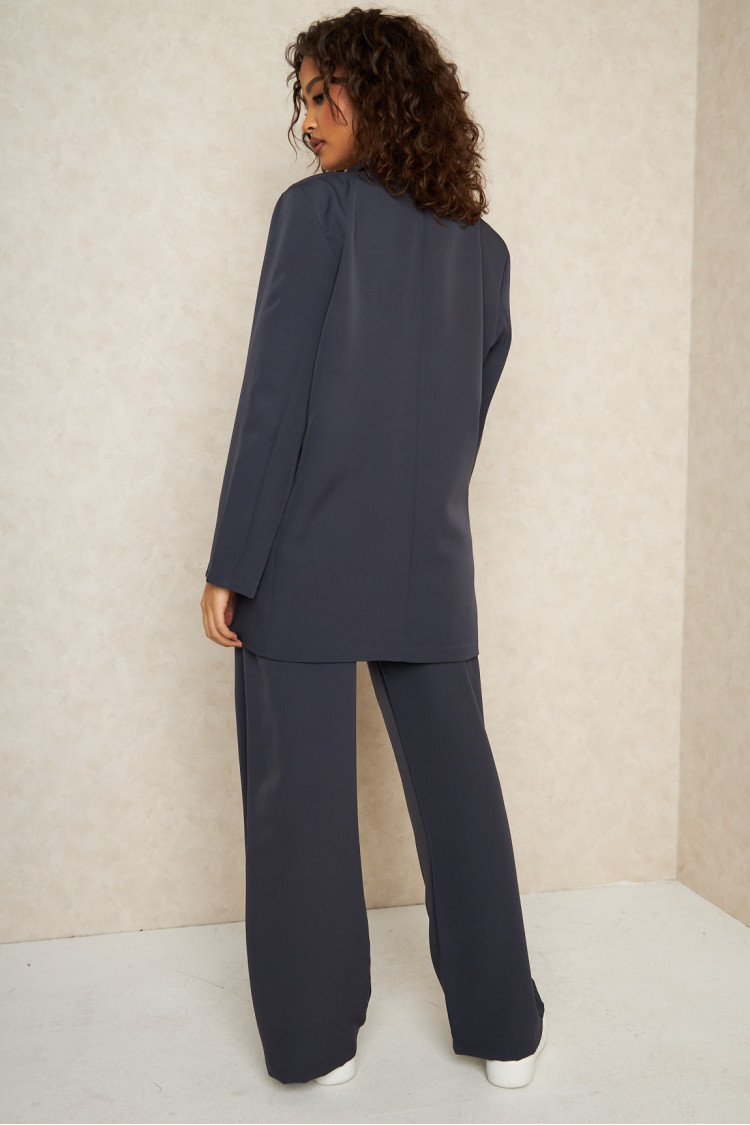 Ensemble 2 pièces blazer + pantalon tailleur gris foncé