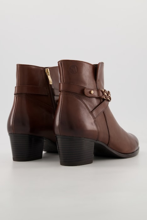 Caprice Leder-Stiefeletten, Zierkette, Zipper, Weite G