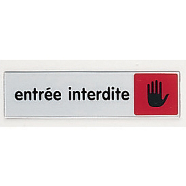 Plaquette de porte entrée interdite 17 x 4 cm plexiglas