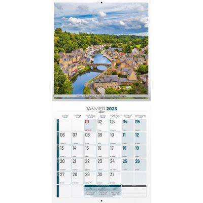 Calendrier illustré BOUCHUT 30 x 30 cm BELLES REGIONS DE FRANCE OUEST 70 %