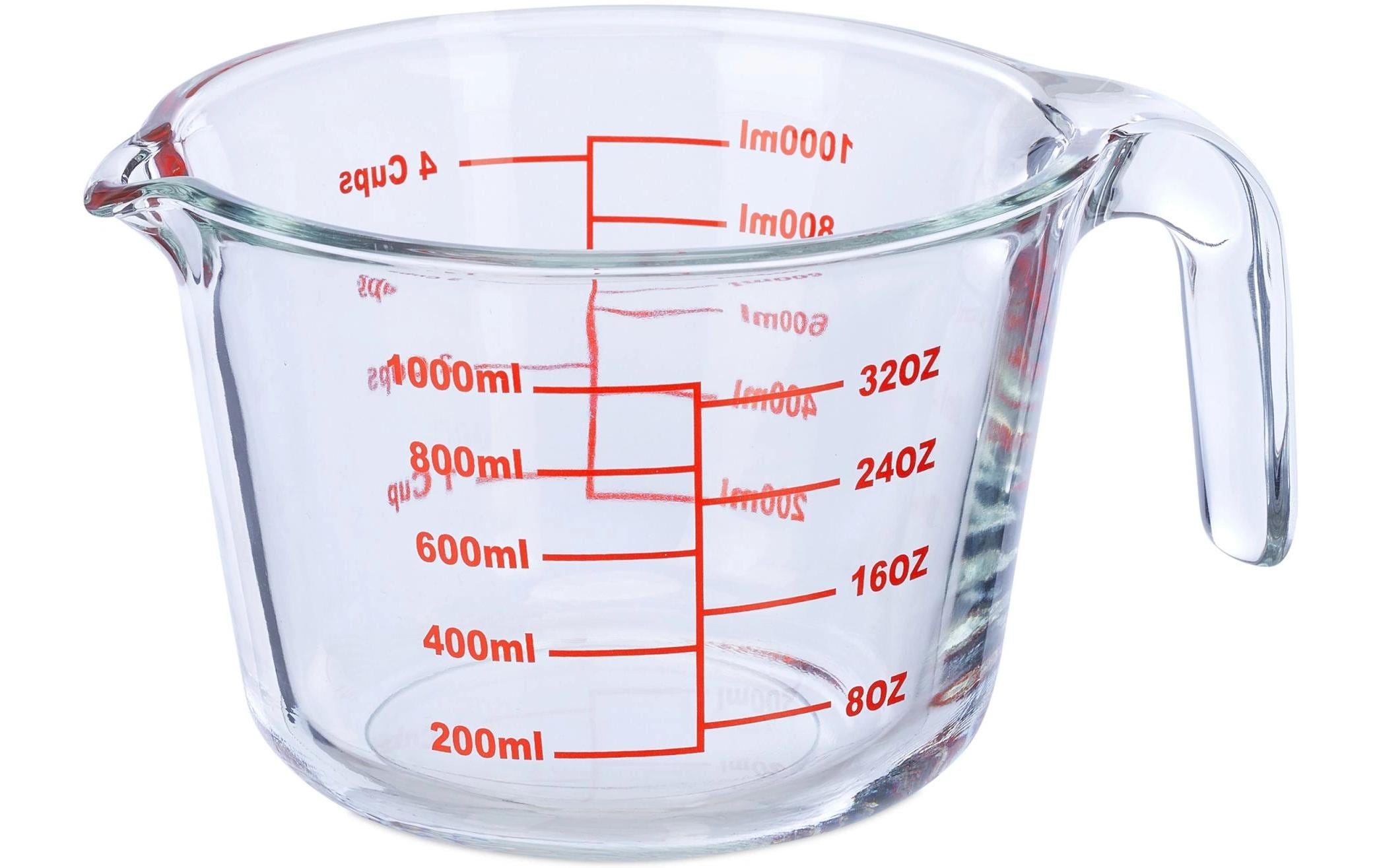 Messbecher 1 L, Rot/TransparentGlasmessbecher