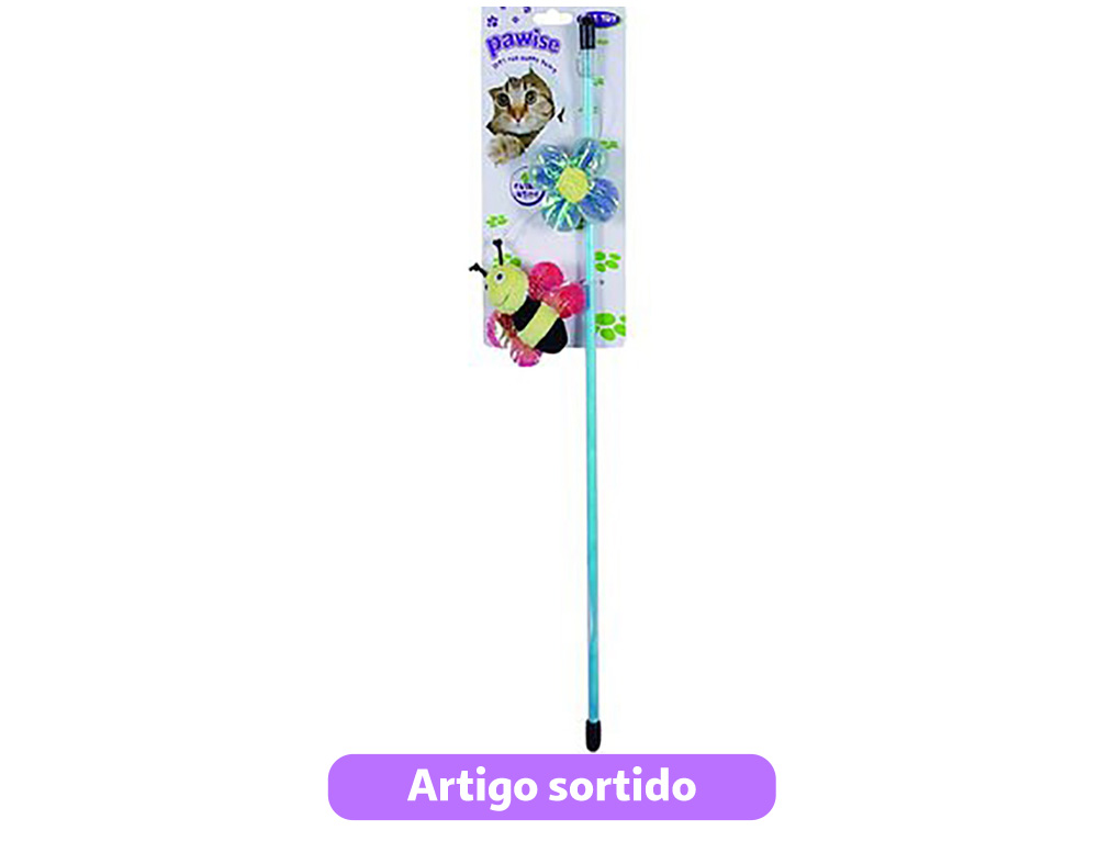 BRINQUEDO PARA GATO PAWISE CANA COM INSECTO 45CM MODELOS SORTIDOS