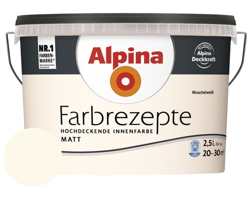 Alpina muurverf kleur recepten schelpwit 2,5 l