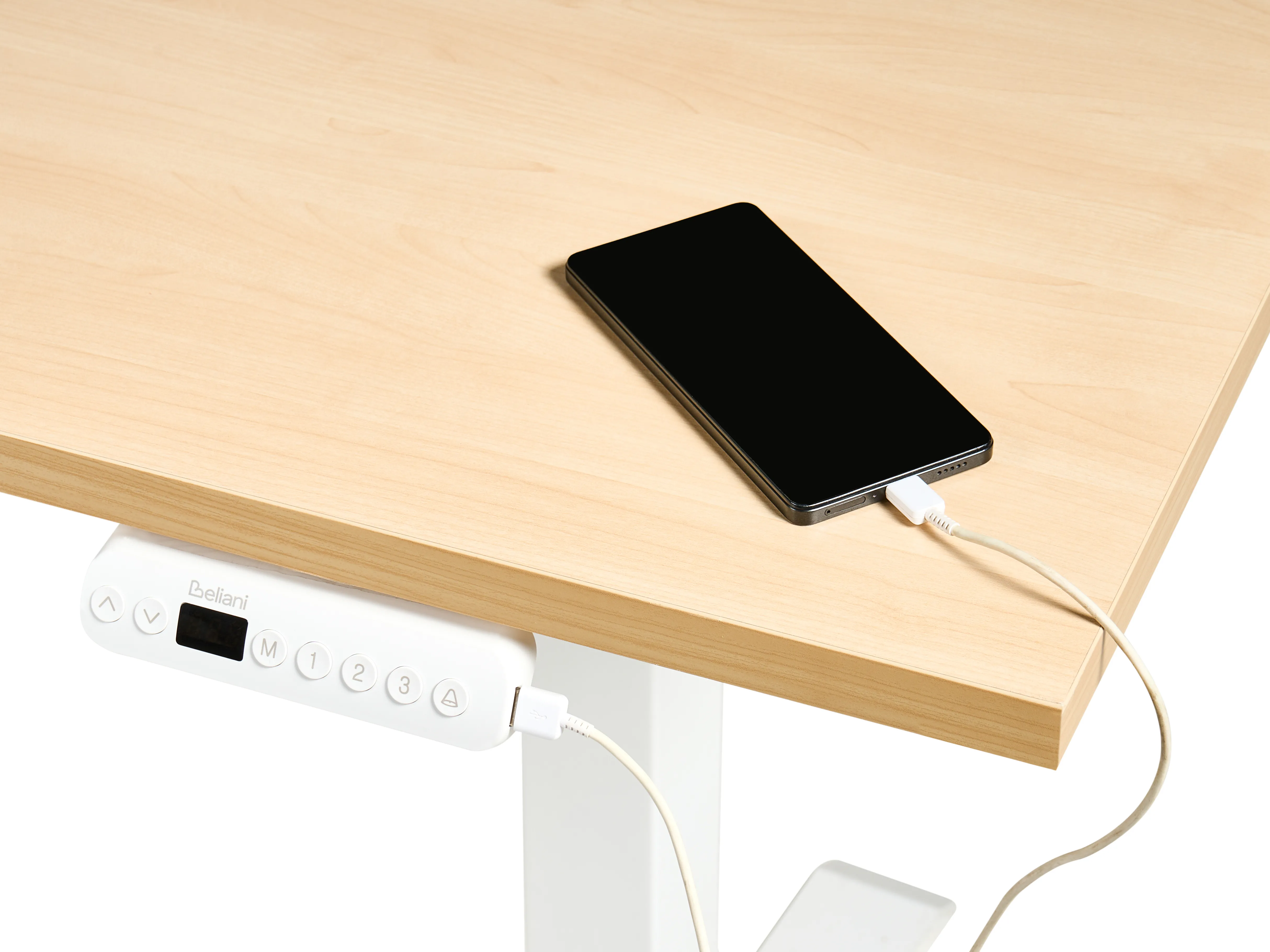 Elektrisch verstelbaar sta-bureau DESTINES Lichtbruin/wit 180 cm 72 cm