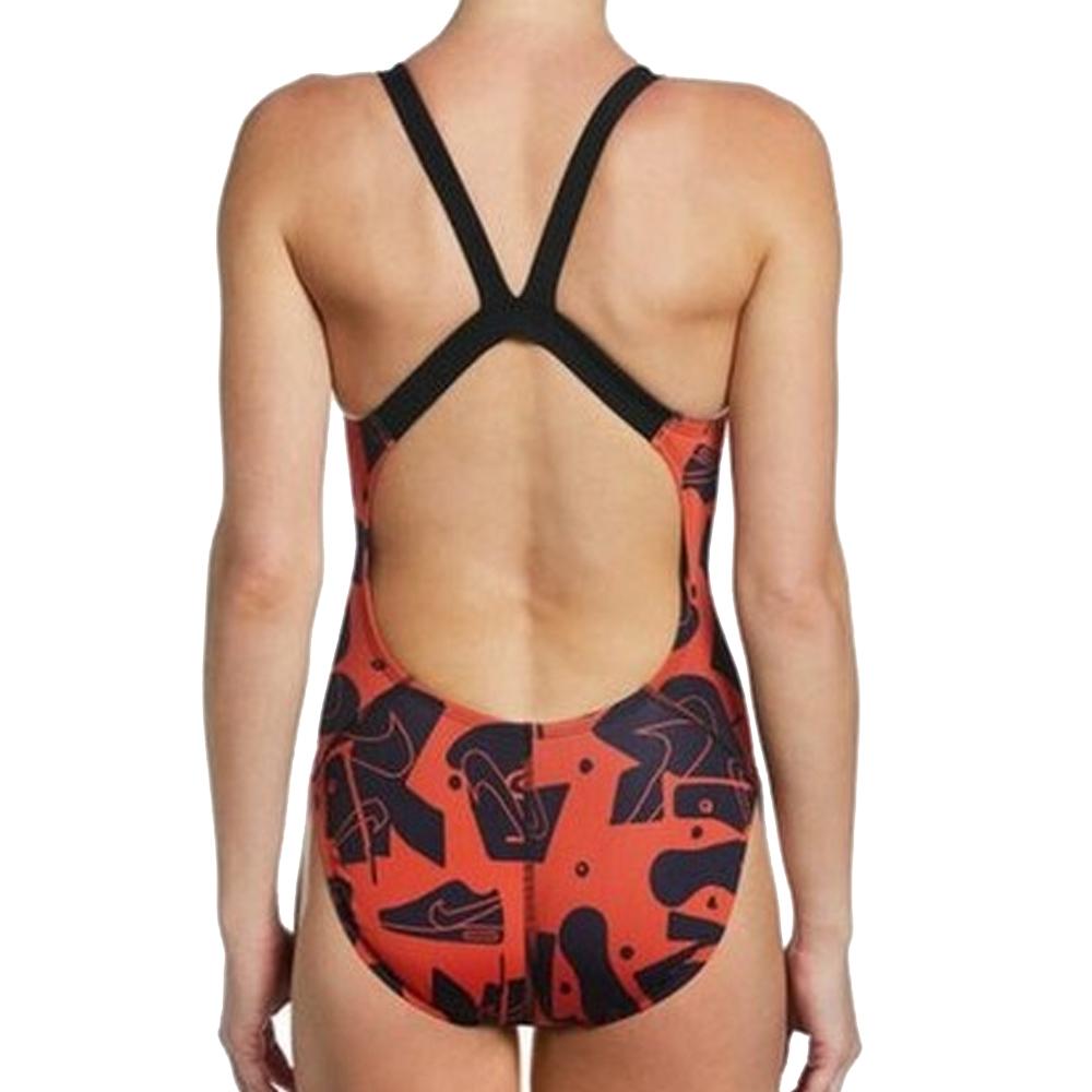 Nike Maillot de bain Noire/Rouge Femme Nike Fast Back