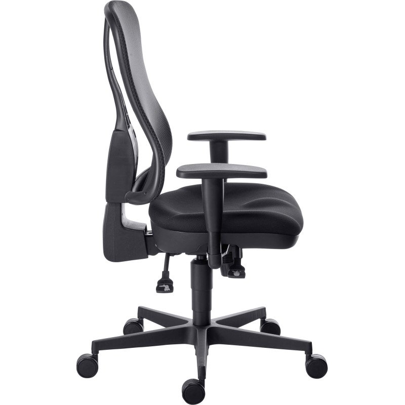 Chaise de bureau ANDRIO tissu et maille - avec ou sans accoudoirs et soutien lombaire - Mécanisme Synchrone - Pieds noir
