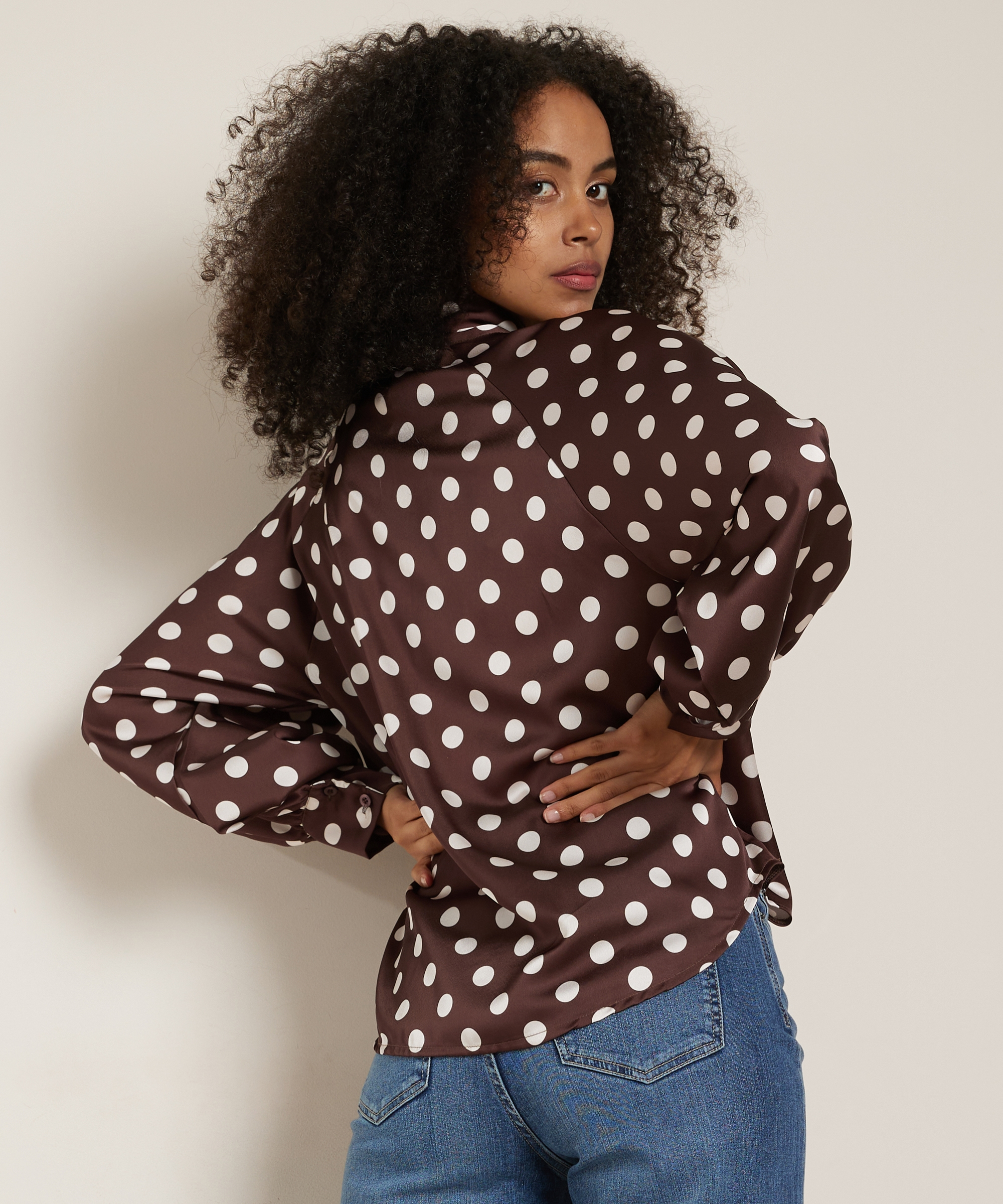 stippen blouse met strik