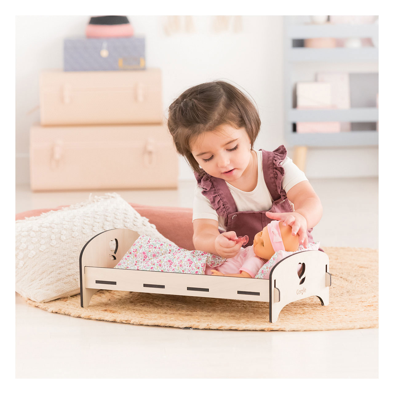 Corolle - Houten Poppenbed Floral