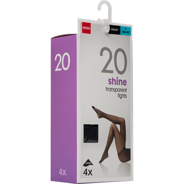 HEMA Panty Shine Transparent 20 Denier Zwart Maat L 40/42 4 Stuks