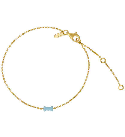 Design Letters Armb?nd - 20 cm - Bow Tie - Guld/Lyseblå