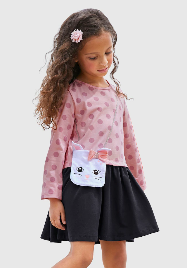 KIDSWORLD Jerseykleid »für kleine Mädchen« aufgesetzte Tasche ideal für festliche Anlässe,  kniefreie Länge