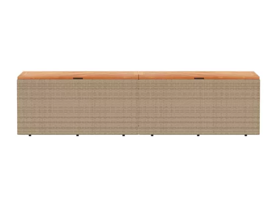 Boîte de rangement de jardin beige résine tressée bois d'acacia