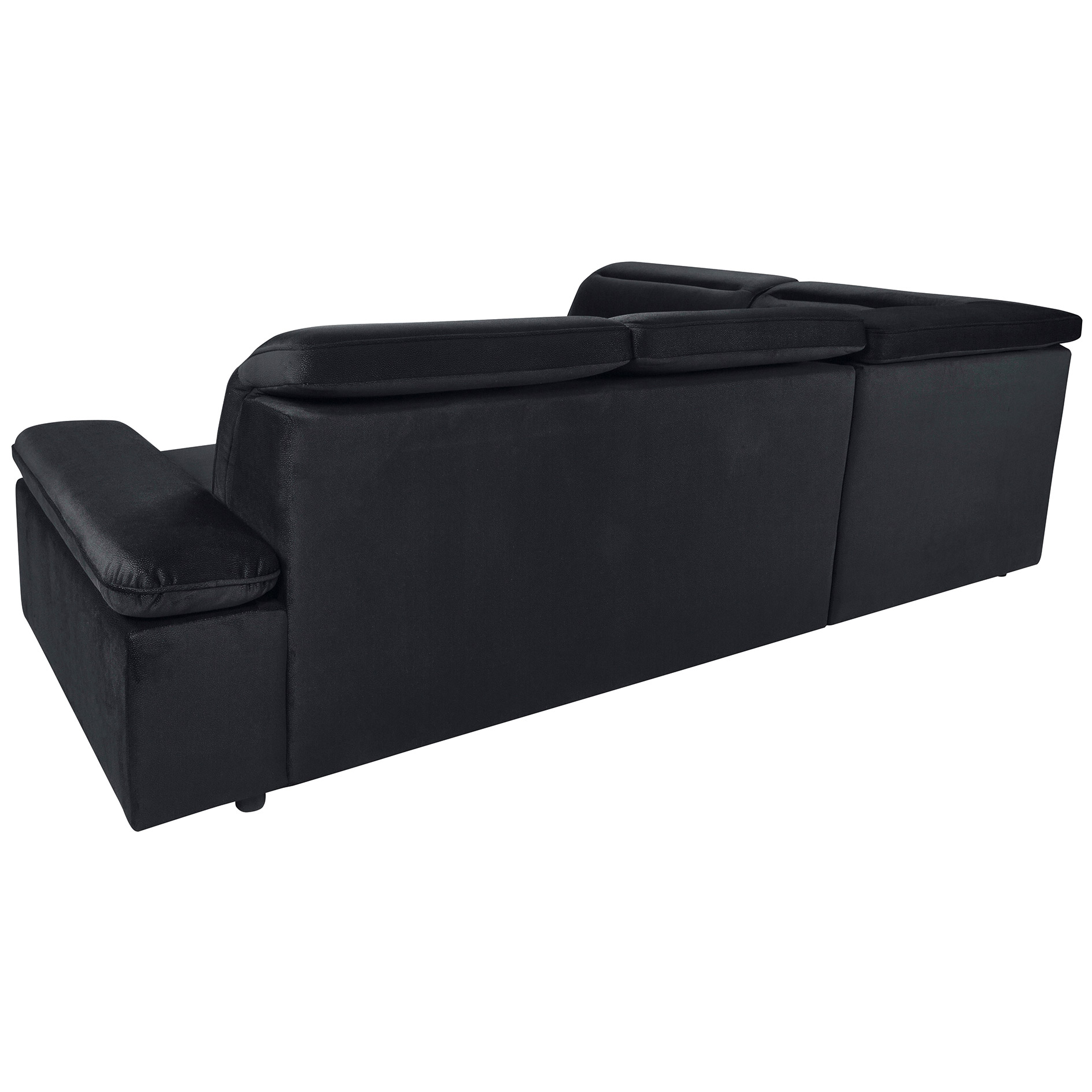 Ecksofa - schwarz - Velvet - Liegefunktion - Recamiere links