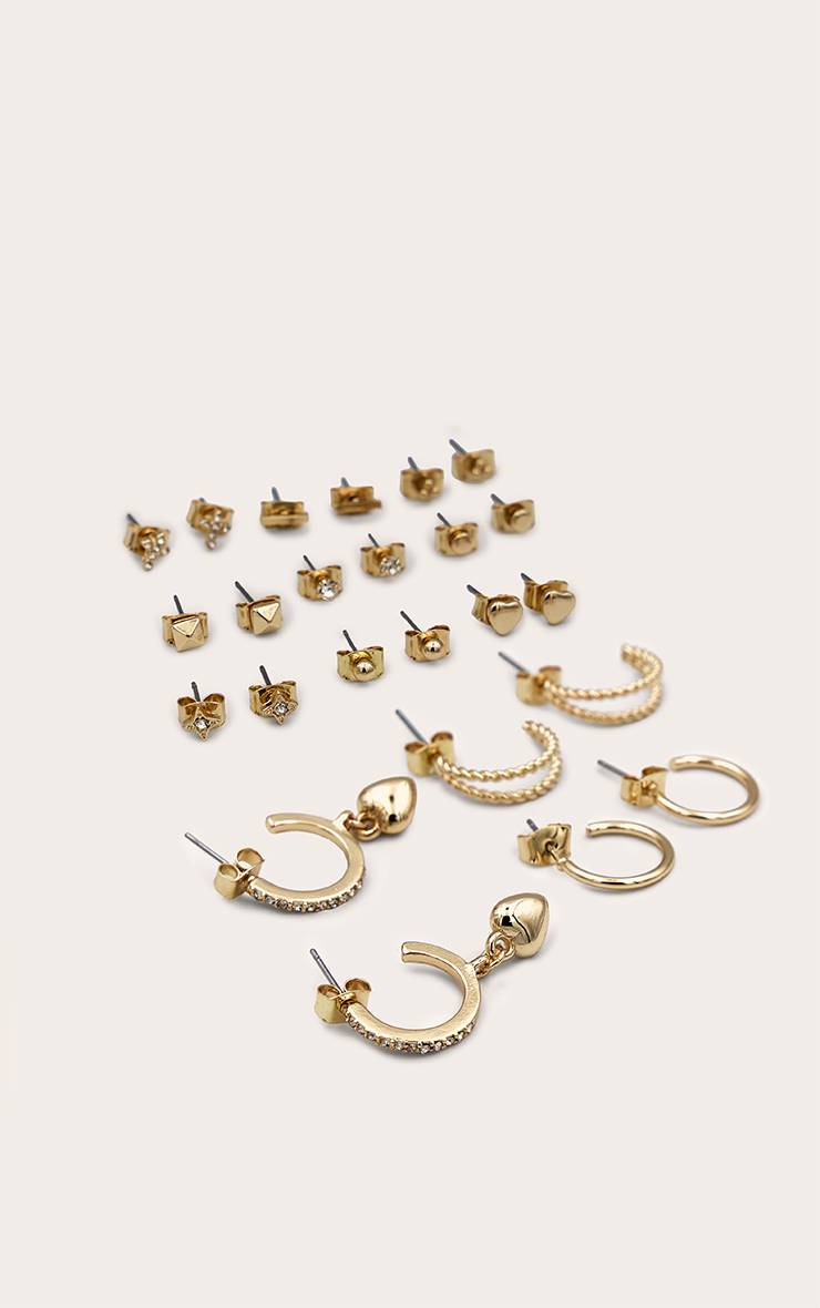 Doré Lot Multipack De Boucles D'oreilles Synthétiqueces Cœur Et Créoles