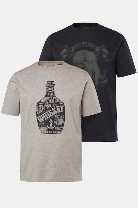 JP1880 T-Shirts im 2er-Pack, Halbarm, Brust-Print, Rundhals, bis 8 XL