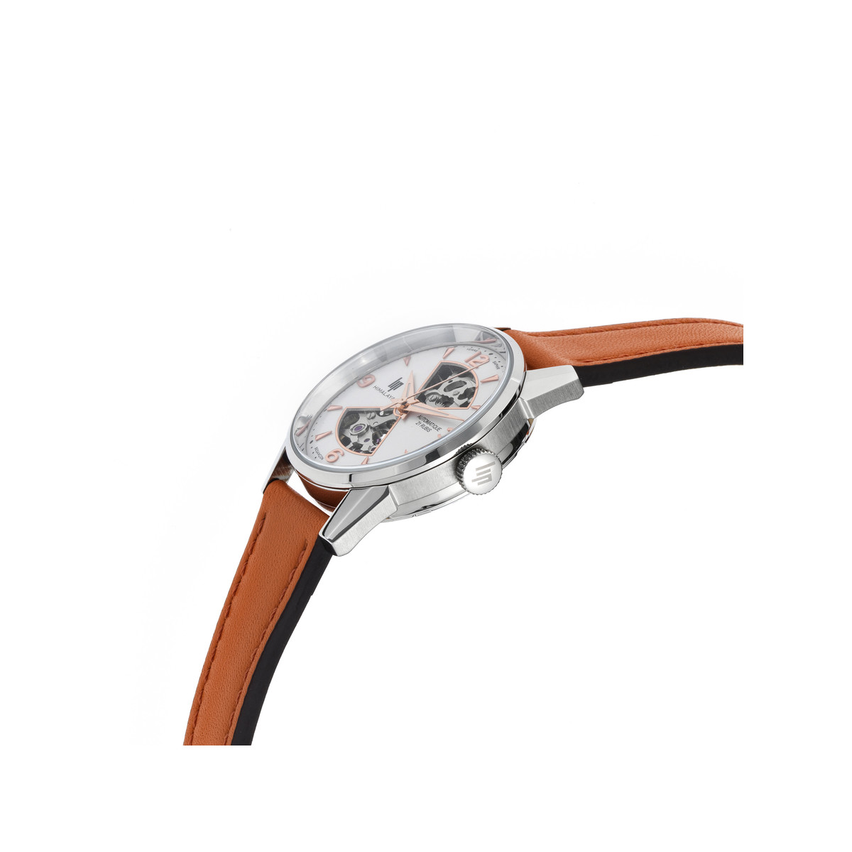 Montre Lip femme automatique acier bracelet cuir orange
