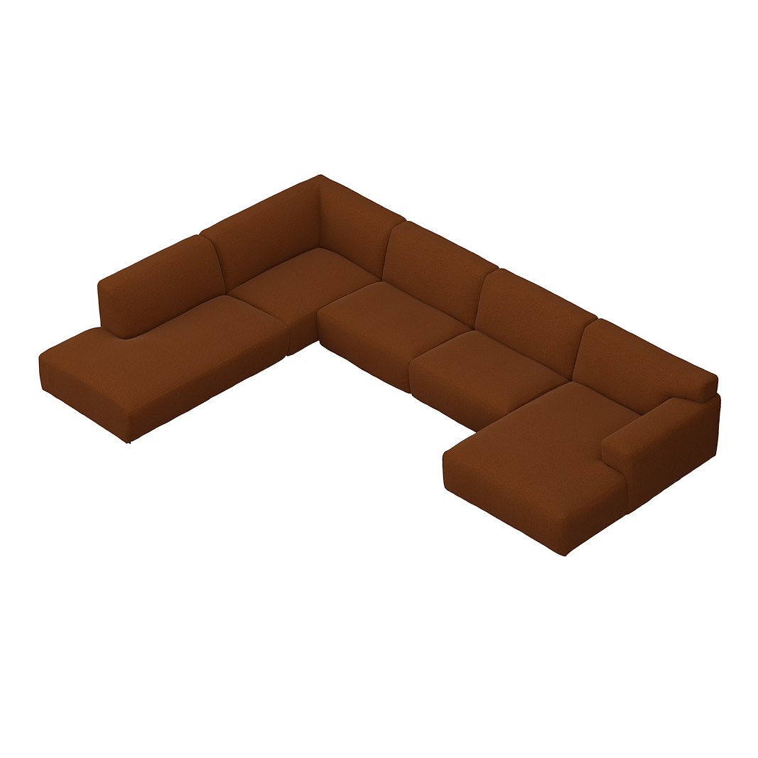 Vesta U-sofa Sjeselong høyre, 3-seter og åpen ende venstre. Big hjørnemodul, Tekstil Gianni Bronze, sort metallben 10 cm, Comfort CM