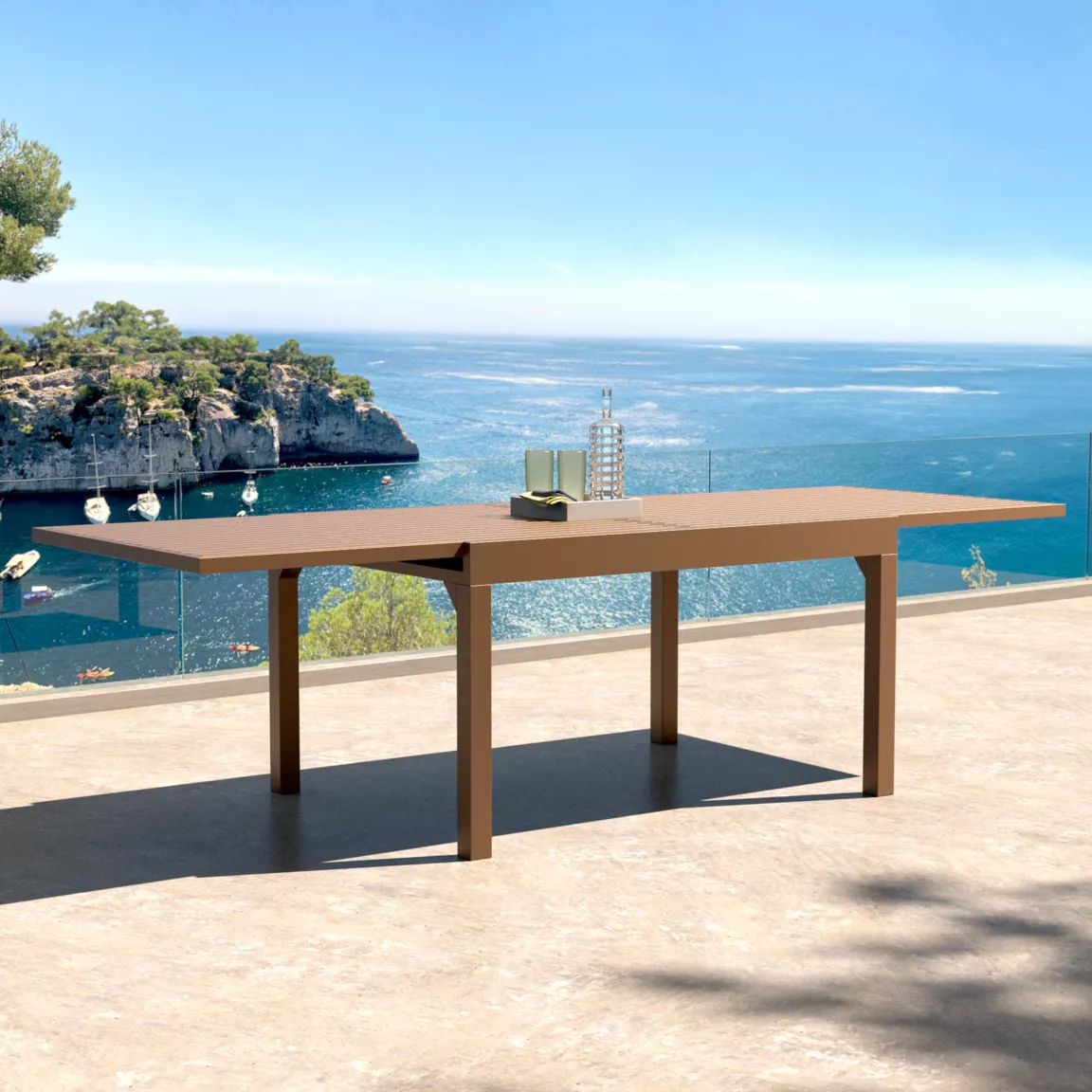 Table de jardin extensible aluminium 10 places (135/270 x 90 cm) Murano Bronze