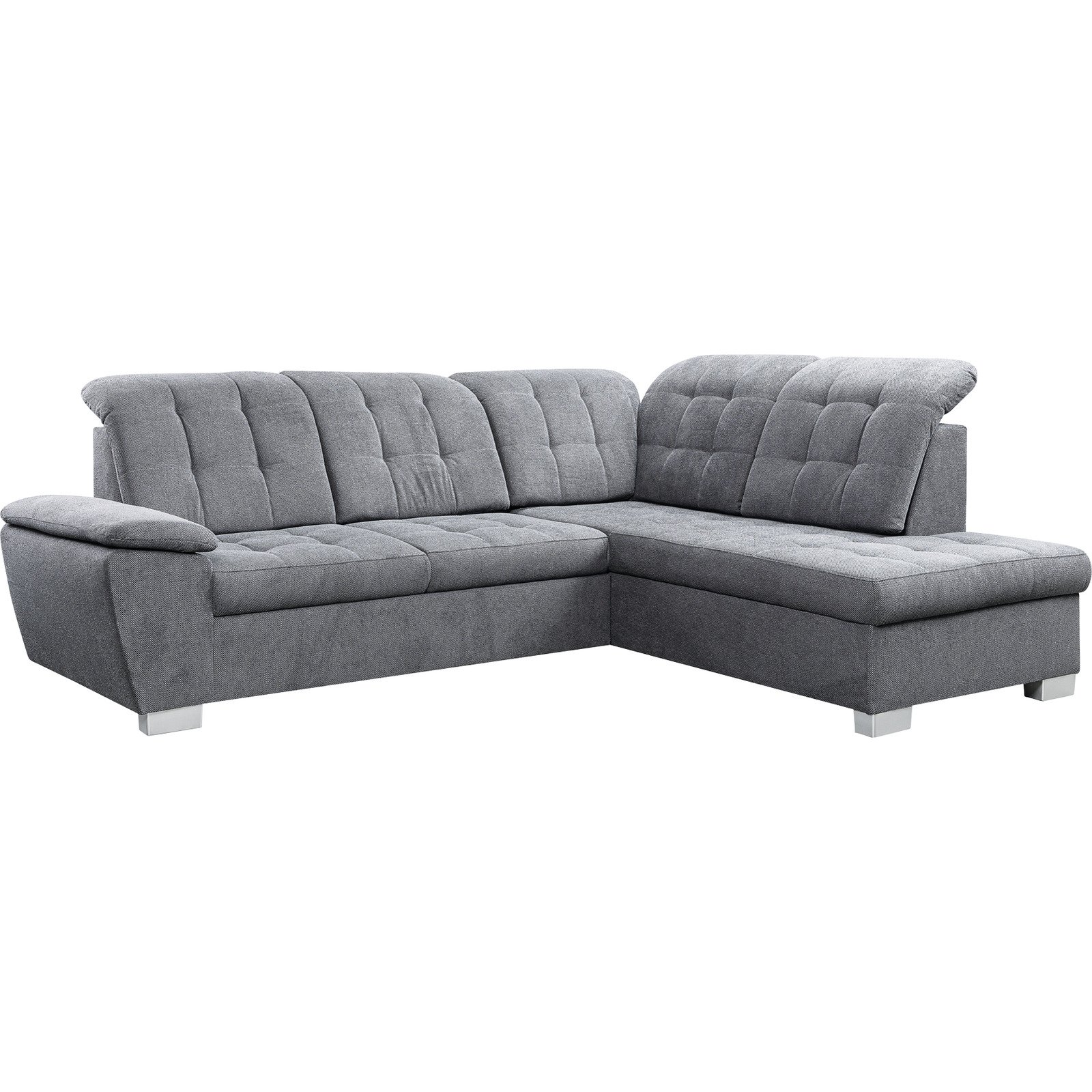 Ecksofa Nicole Stoff grau, Recamière rechts