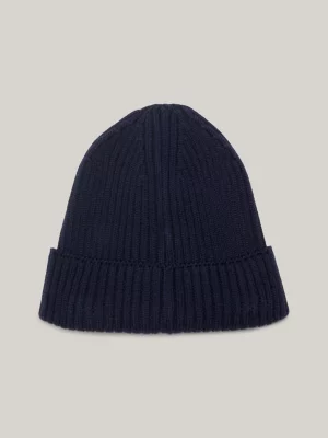 Gorro de malha canelada com estampa de bandeira