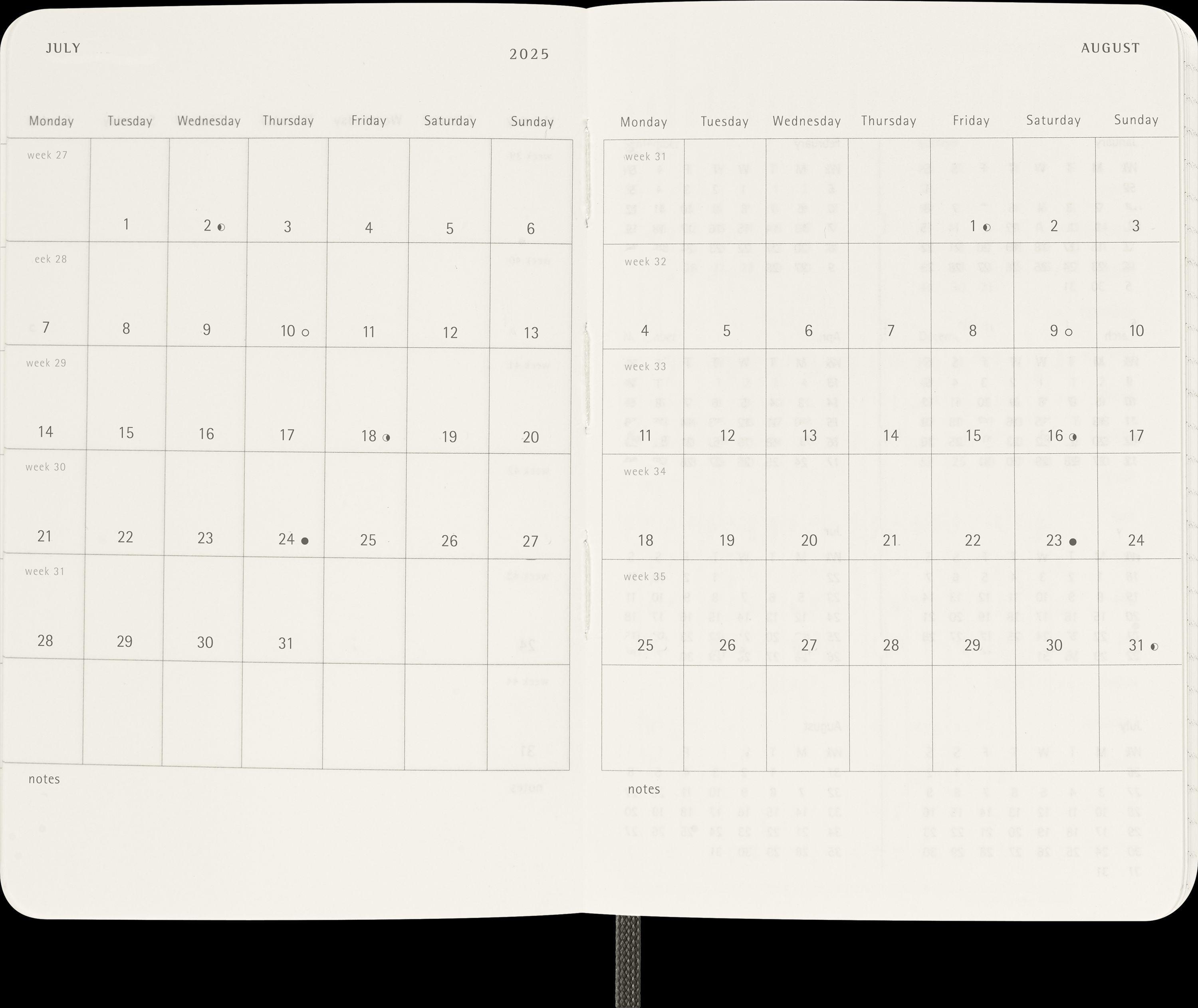 Moleskine 12 Monate Tageskalender 2025, Pocket/A6