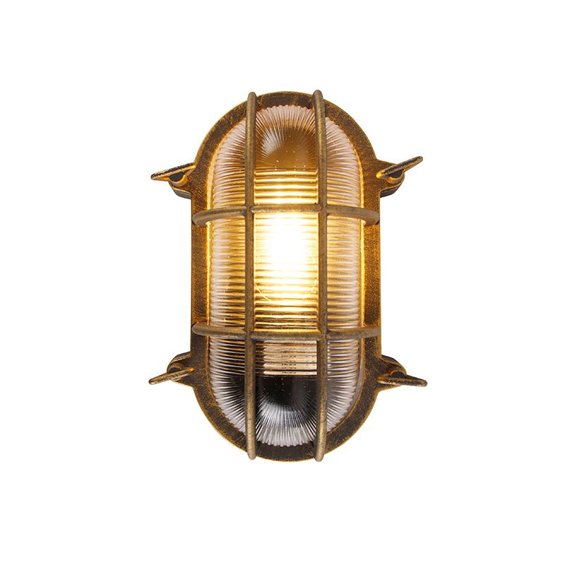 Wand en plafondlamp goud/messing ovaal IP44 - Noutica