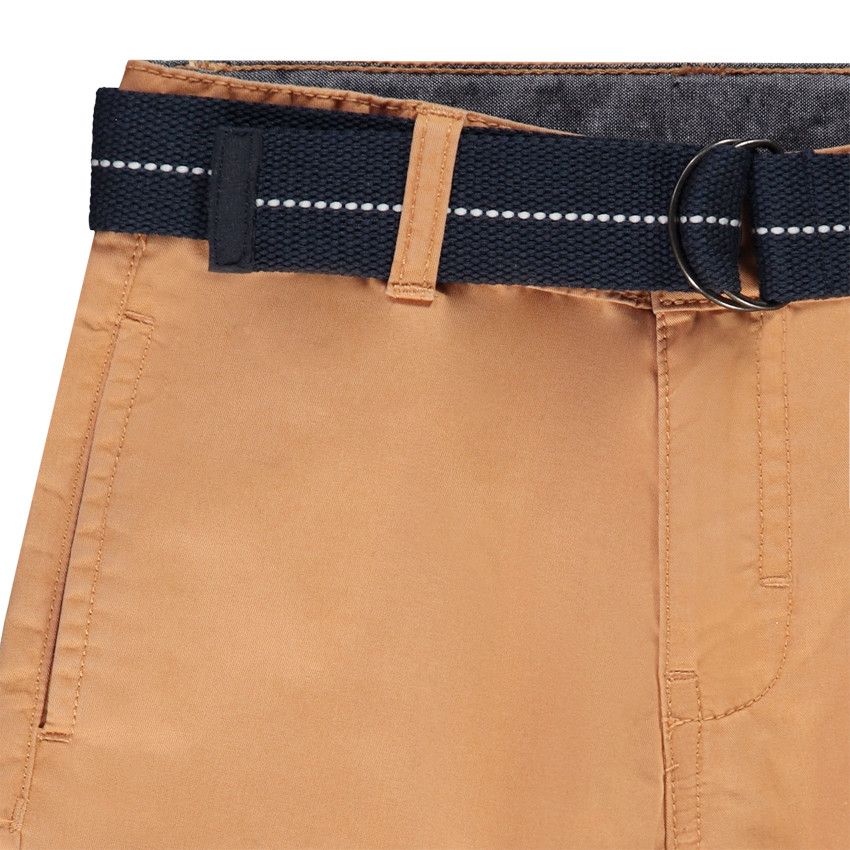 Bermuda uni en twill avec ceinture pour garçon - Multicolore