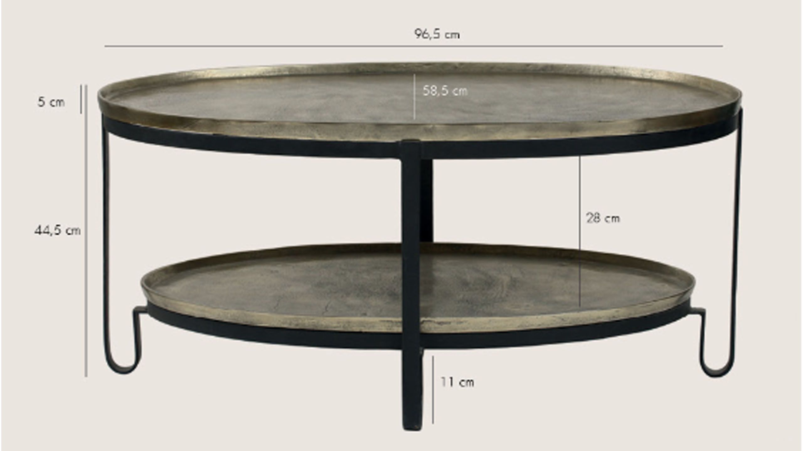 Salontafel Gold 685867 Kae B96.5 x D58.5 x H44.5 cm