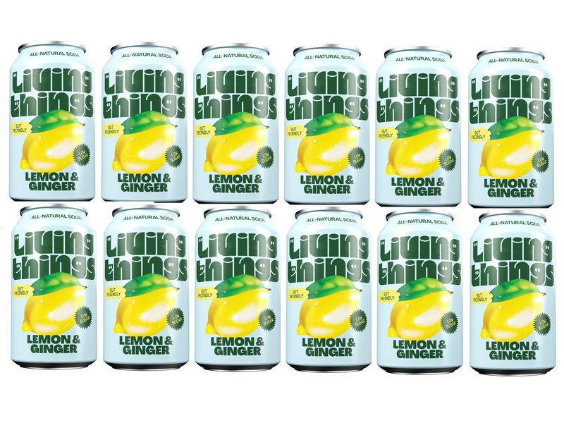 Living Things Soft-Drinks Lemon & Ginger 12 x 0.33 l Natürliche, leicht sprudelnde präbiotische Limonade