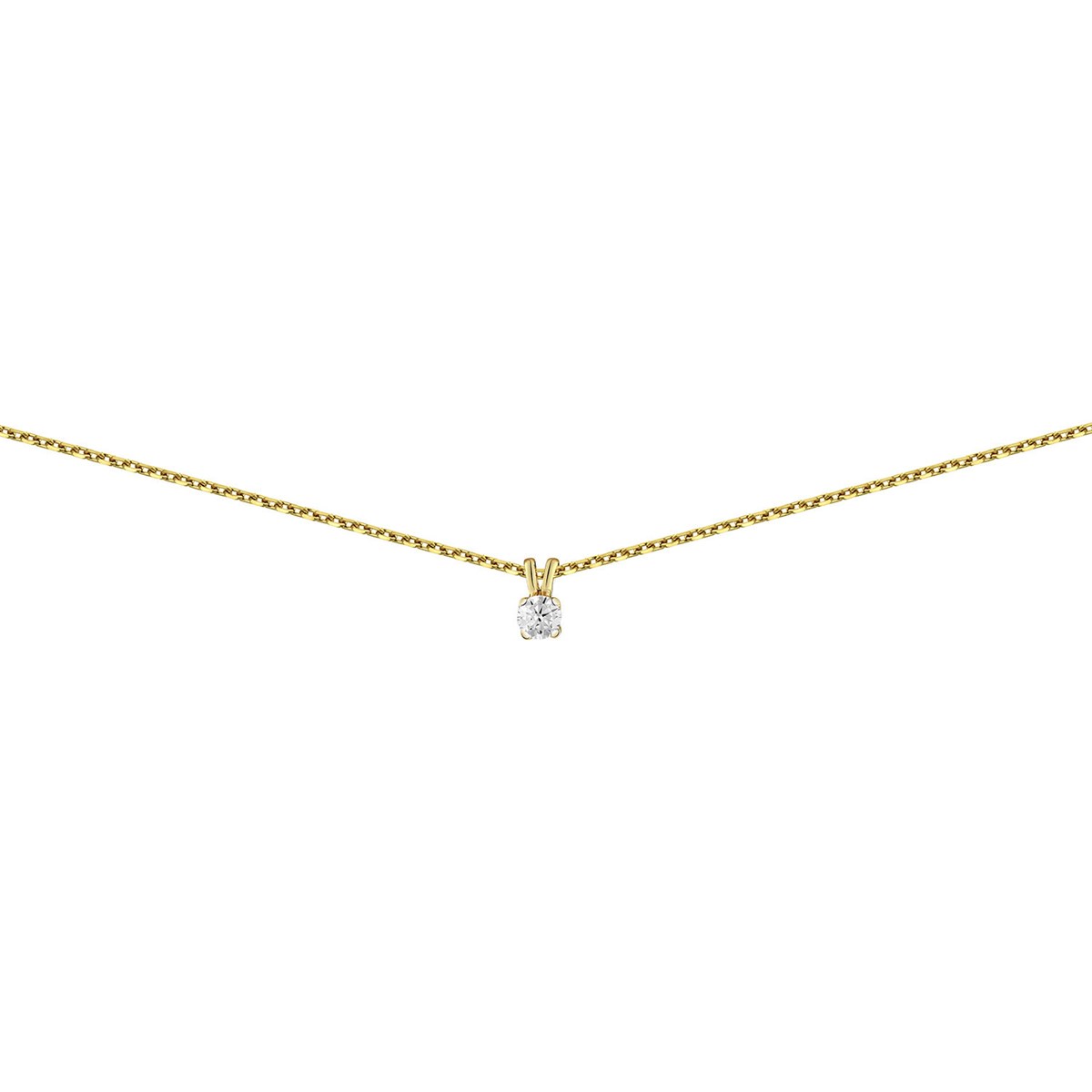 Collier Brillaxis solitaire diamant griffes or jaune0.050 ct