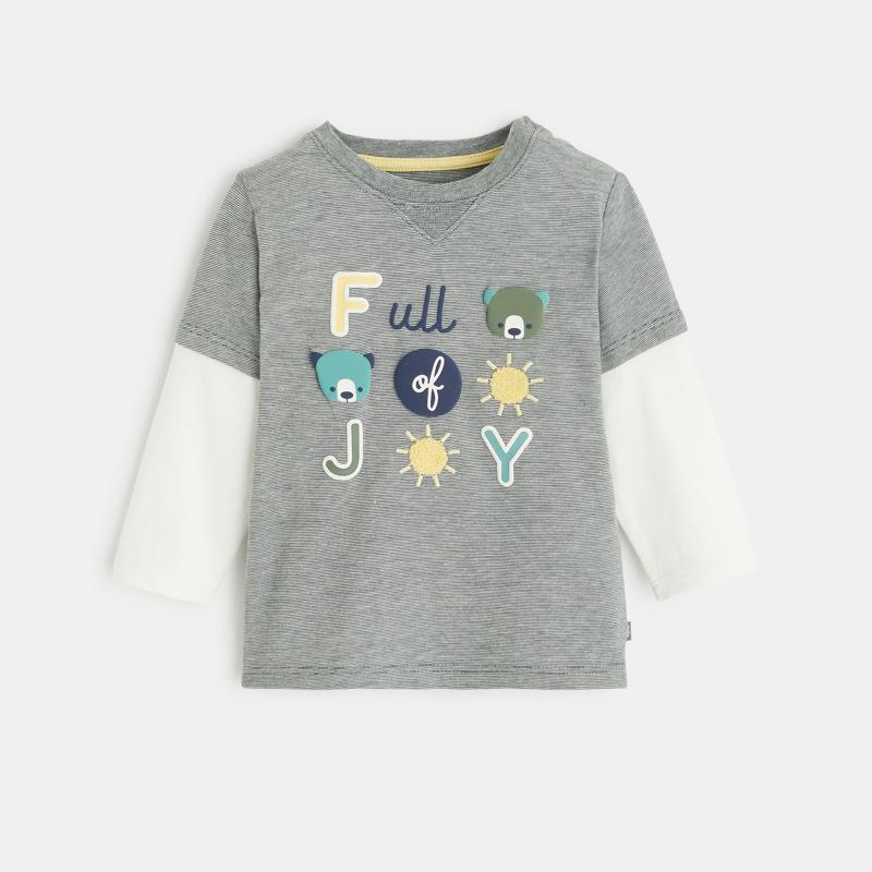 T-shirt rayé effet 2 en 1 oursons vert bébé garçon Vert