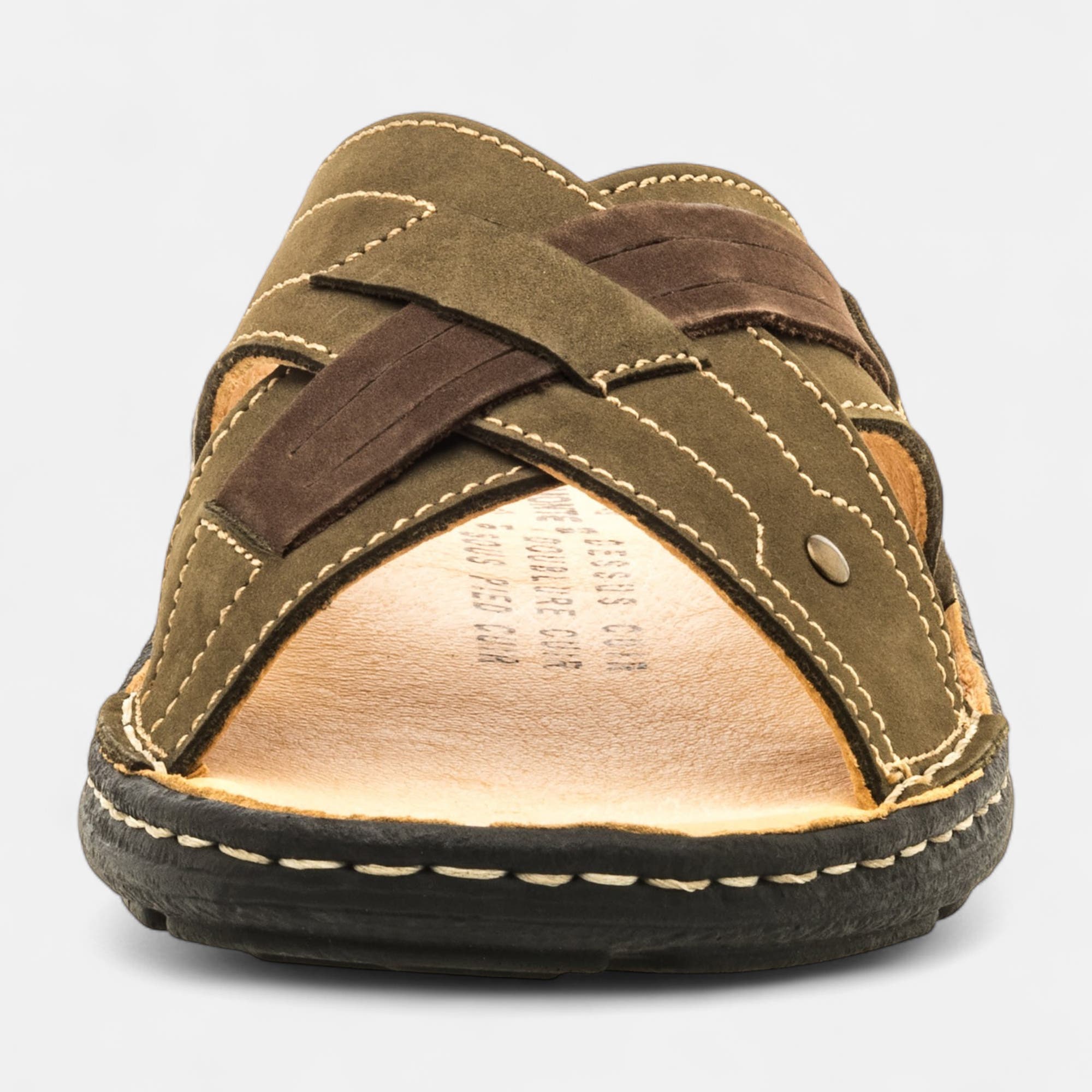 Mules Homme en cuir kaki