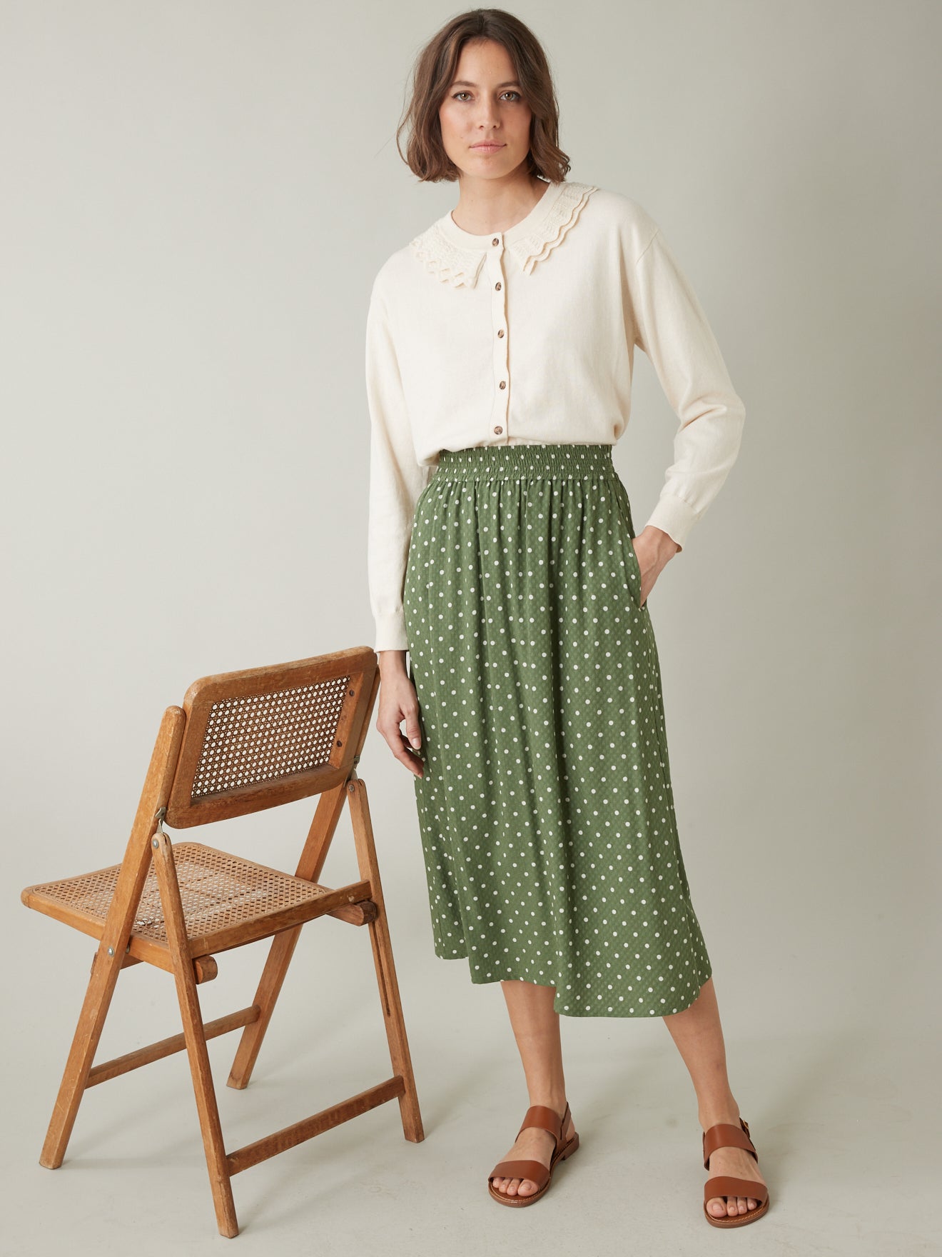 Cardigan collerette femme coton et cachemire