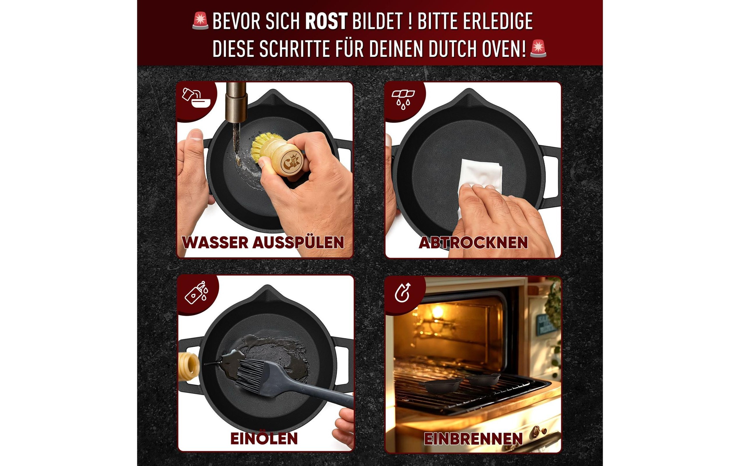 Grilltopf »Gusskoenig Mini Set mit Holzsockel« 4 Stk. tlg. Gusseisen