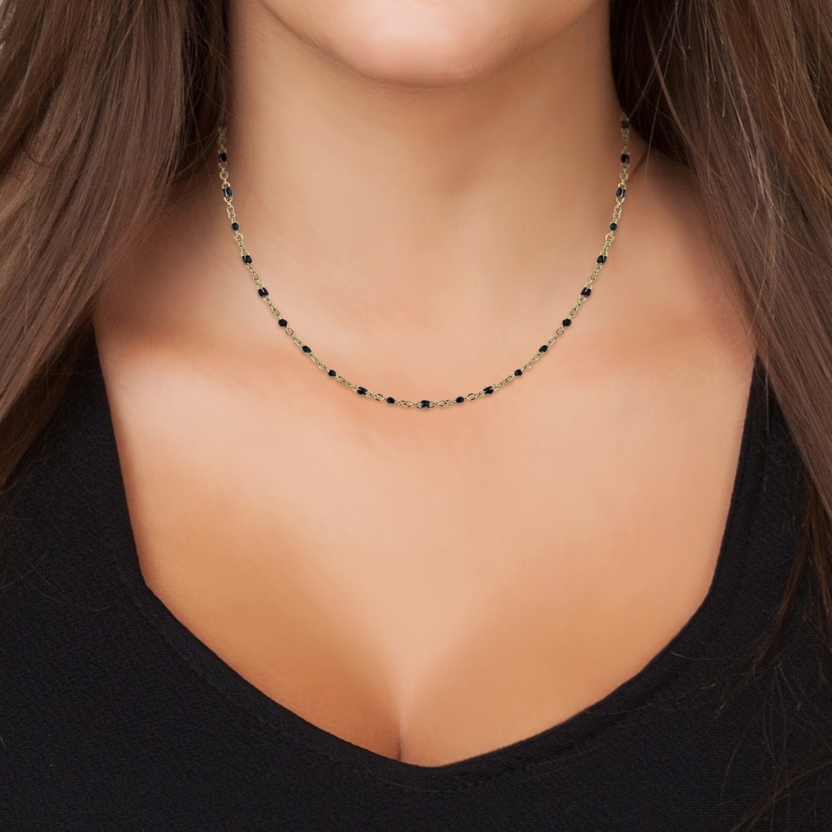 Collier perles noires par SC Bohème