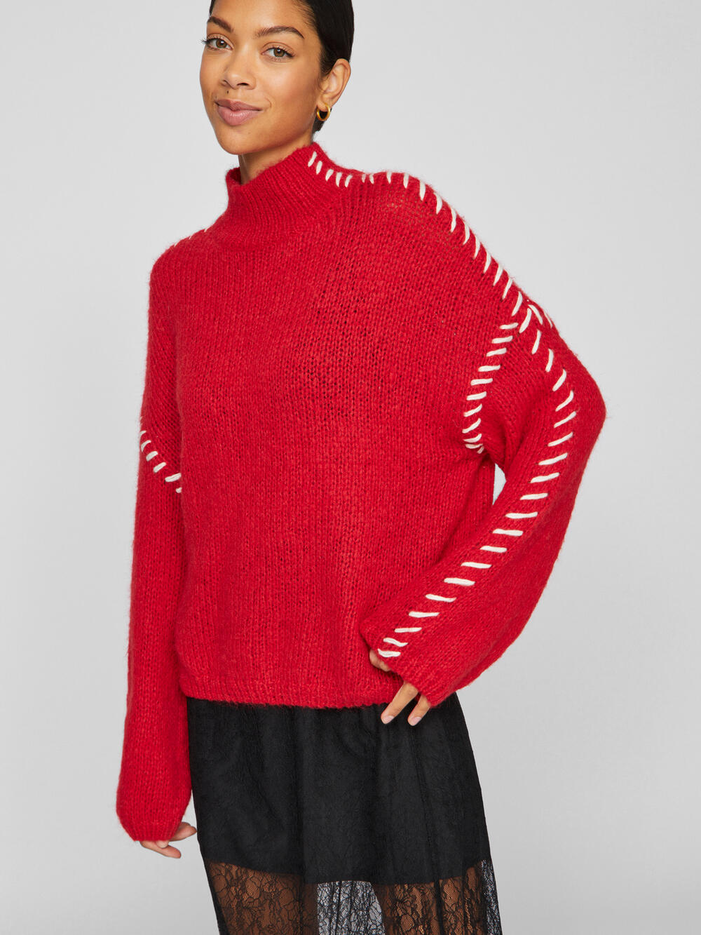 Vila  Vichoca L/S striktrøje - Barbados Cherry