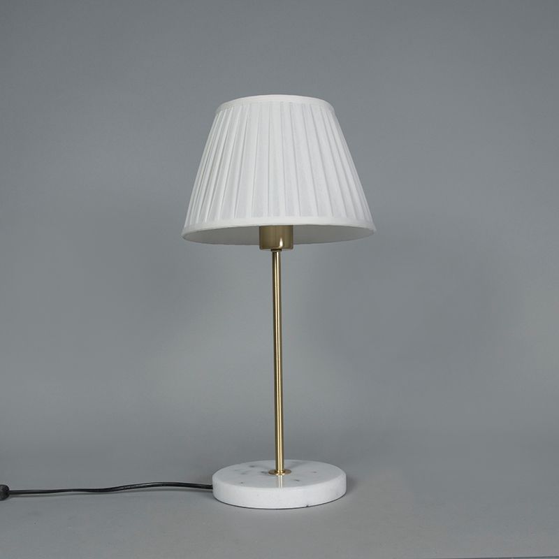 Retro tafellamp messing met Plisse kap wit 25 cm - Kaso