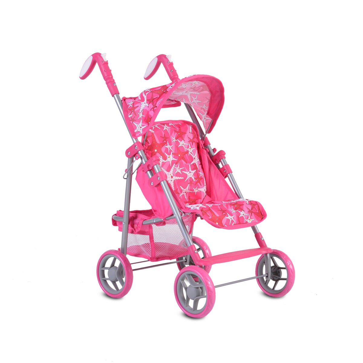 Moni Puppenwagen Stars 9351 faltbar, Rückenlehne und Schiebegriffe verstellbar pink